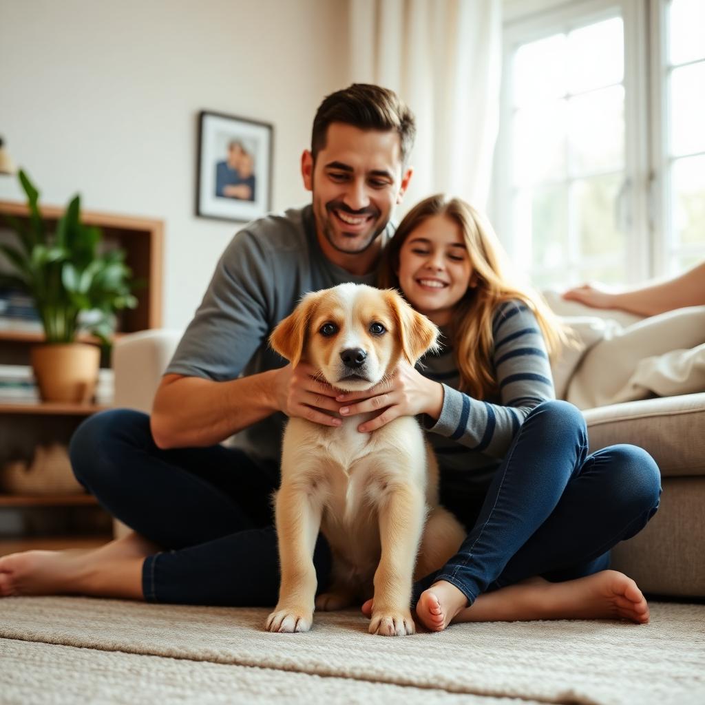 Family with puppy